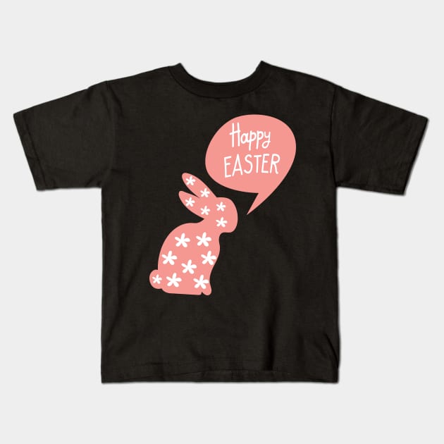 Easter Flowers Bunny Kids T-Shirt by JevLavigne